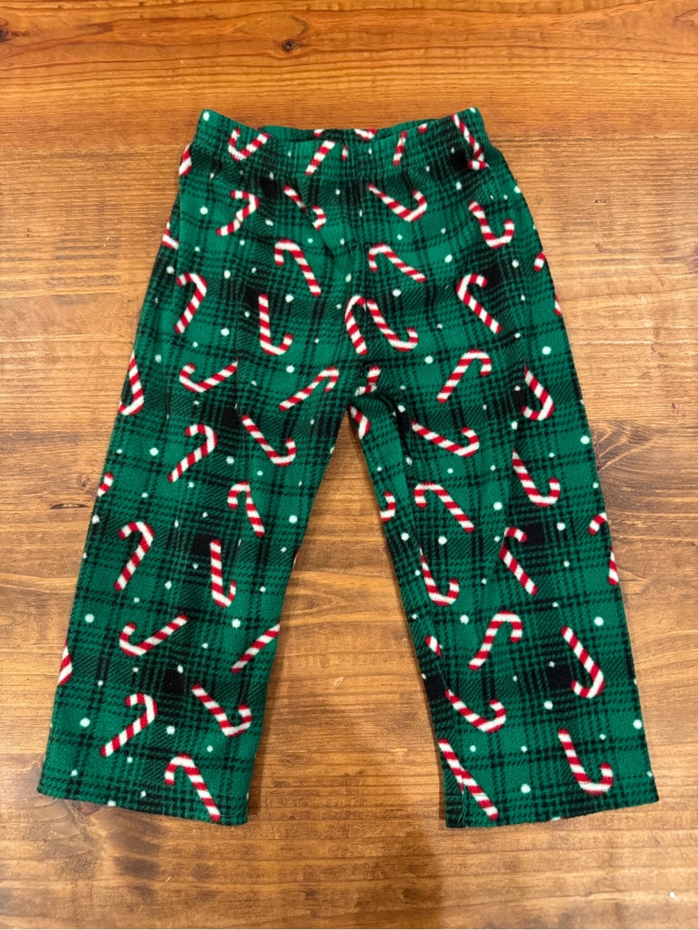 Place Green Candy Cane Plaid Kids Pajama Pants